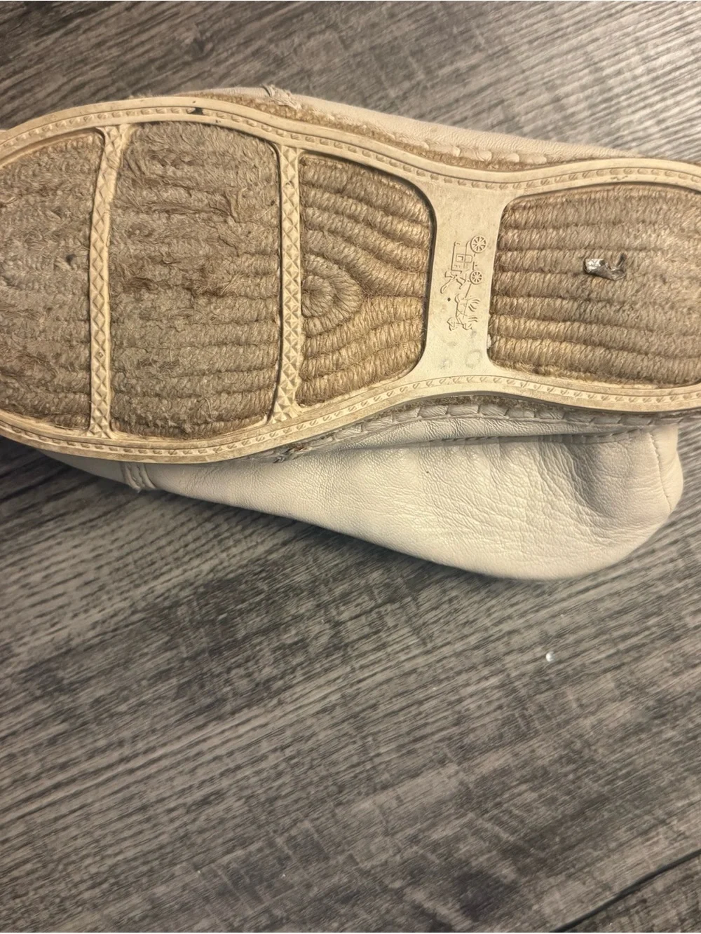 Coach Cream Leather Logo Slip-On Flats